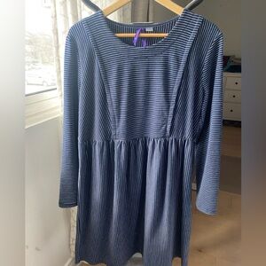 Seraphine Maternity Striped Navy Blue Long Sleeve Dress